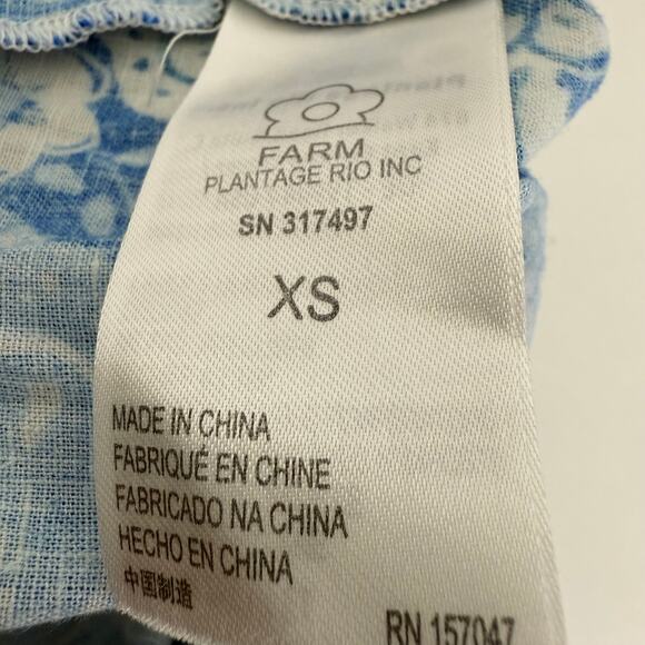 FARM Rio Womens Full of Flowers Linen Blend Half Sleeve Blue/White Jumpsuit XS - Picture 12 of 14